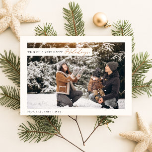 Elegantes Foto Happy Holiday Weihnachtskarte Feiertagskarte