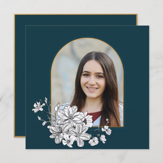 Elegantes Foto Hebrew Bat Mitzvah Einladung (Vorne/Hinten)