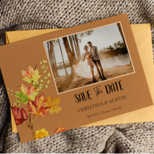 Elegantes Foto Herbstliche wilde Blätter Save the  Postkarte