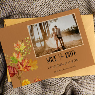 Elegantes Foto Herbstliche wilde Blätter Save the Postkarte