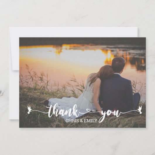 Elegantes Foto Herz und Vogelkalligraphie Vielen D (Vorderseite)