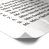 Elegantes Foto hier für Hochzeitssessendiagramm Poster (Ecke)