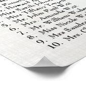 Elegantes Foto hier für Hochzeitssessendiagramm Poster (Ecke)