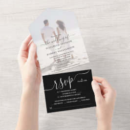 Elegantes Foto Hochzeit All In One Einladung