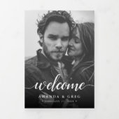 Elegantes Foto Hochzeit Begrüßungsbrief & Tour Dreifach-gefaltete Programmkarte (Cover)