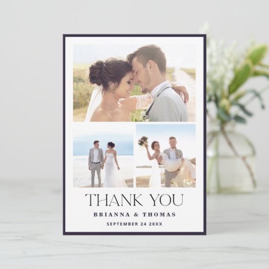 Elegantes Foto Hochzeit Dankeschön-Karte Dankeskarte (Stehend Vorderseite)