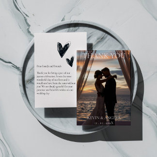 Elegantes Foto Hochzeit Dankeschön-Karte Dankeskarte