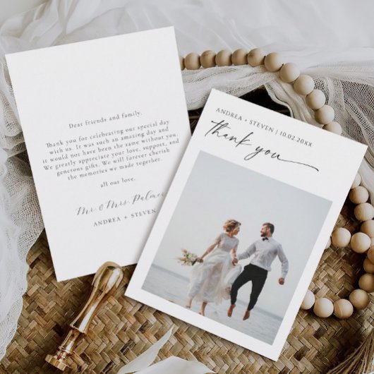 Elegantes Foto Hochzeit Dankeschön-Karte Dankeskarte