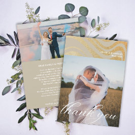 Elegantes Foto Hochzeit Dankeschön-Karte Einladung