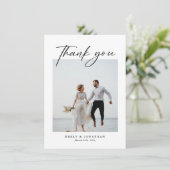 Elegantes Foto Hochzeit Dankeskarte (Stehend Vorderseite)