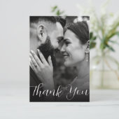 Elegantes Foto Hochzeit Flat Danke Karte (Stehend Vorderseite)