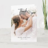 Elegantes Foto Hochzeit geklappt Dankeschön Karte (Vorderseite)