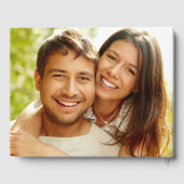 Elegantes Foto-Hochzeit in Weiß und Gold Geblüht Gästebuch (Rückseite)