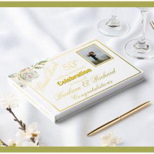 Elegantes Foto Hochzeit Jubiläum Party Gästebuch