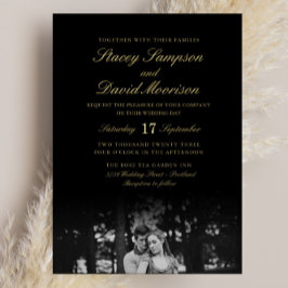 Elegantes Foto Hochzeit mit echtem Gold Folieneinladung