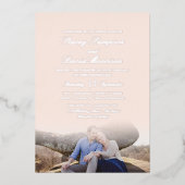 Elegantes Foto Hochzeit mit echtem Silber Folieneinladung (Vorderseite)