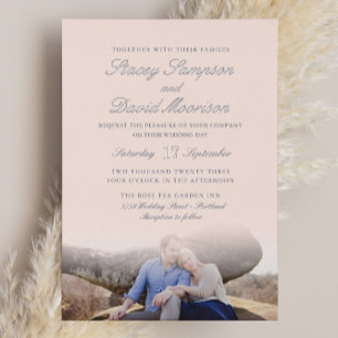 Elegantes Foto Hochzeit mit echtem Silber Folieneinladung