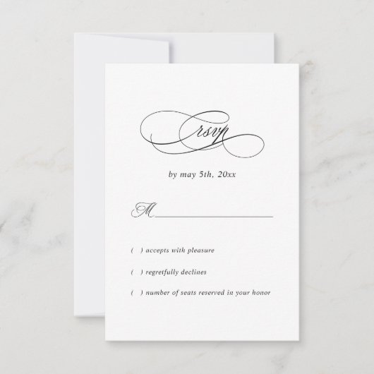 Elegantes Foto Hochzeit Moderne Namen & Datum Schw RSVP Karte (Vorderseite)