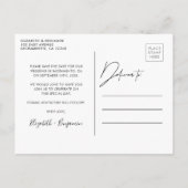 Elegantes Foto Hochzeit rettet das Datum Ankündigungspostkarte (Rückseite)