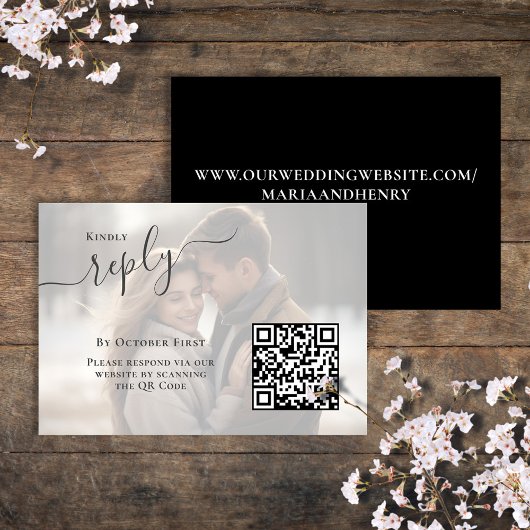 Elegantes Foto Hochzeit RSVP Qr Code