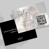 Elegantes Foto Hochzeit RSVP Qr Code Karte