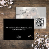 Elegantes Foto Hochzeit RSVP Qr Code Karte