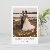 Elegantes Foto Hochzeit Save The Date (Stehend Vorderseite)