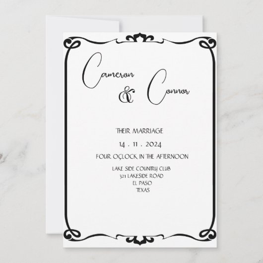 Elegantes Foto Hochzeit Save The Date (Rückseite)