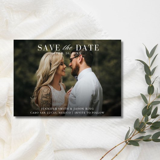 Elegantes Foto Hochzeit Save The Date