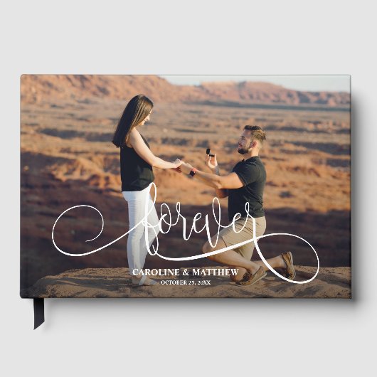 Elegantes Foto Hochzeit schwarzer Seiten Gästebuch (Vorderseite)