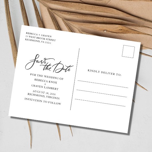 Elegantes Foto Hochzeit speichern Sie das Datum Ankündigungspostkarte