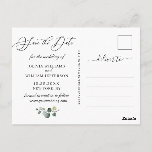 Elegantes FOTO Hochzeit speichern Sie das Datum Postkarte (Rückseite)