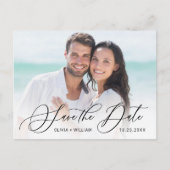 Elegantes FOTO Hochzeit speichern Sie das Datum Postkarte (Vorderseite)