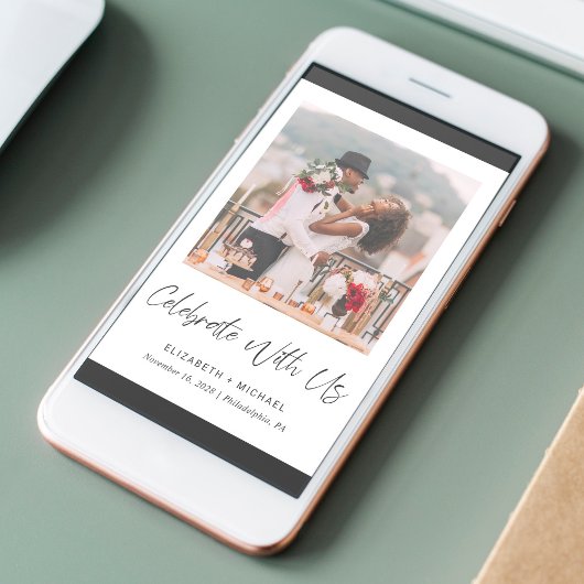 Elegantes Foto Hochzeitsempfang Ankündigung