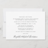 Elegantes Foto Hochzeitsempfang Einladung (Rückseite)