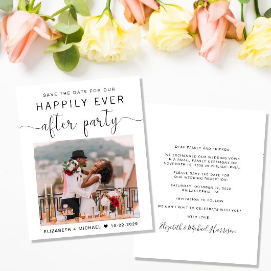 Elegantes Foto Hochzeitsempfang Save the Date