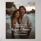 Elegantes Foto Hochzeitsempfang Zeichen moderne Sc Poster (Vorne)