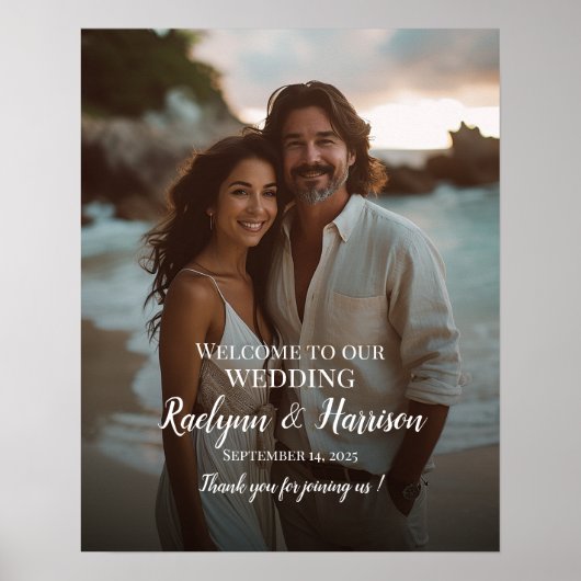 Elegantes Foto Hochzeitsempfang Zeichen moderne Sc Poster (Vorne)