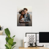 Elegantes Foto Hochzeitsempfang Zeichen moderne Sc Poster (Heimbüro)