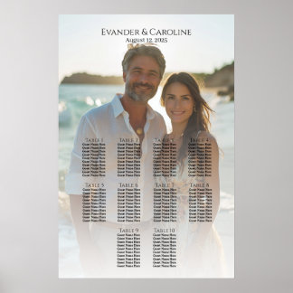 Elegantes Foto Hochzeitskarte 10 Tische Poster