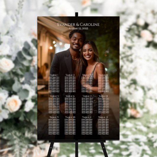 Elegantes Foto Hochzeitskarte 12 Tische Poster