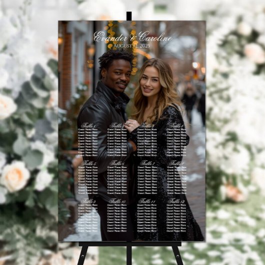 Elegantes Foto Hochzeitskarte 12 Tische Poster