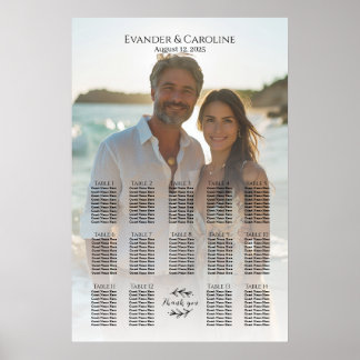 Elegantes Foto Hochzeitskarte 14 Tische Poster