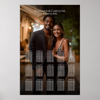 Elegantes Foto Hochzeitskarte 15 Tische Poster