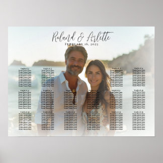 Elegantes Foto Hochzeitskarte 16 Tische Poster