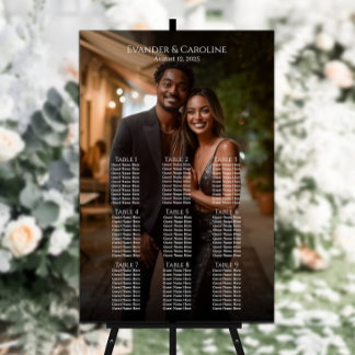 Elegantes Foto Hochzeitskarte 9 Tische Poster