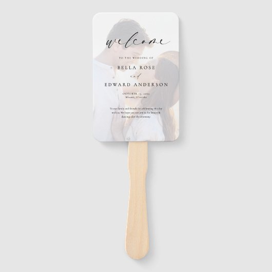Elegantes Foto Hochzeitsprogramm Handfan Fächer (Vorderseite)