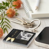 Elegantes Foto, Hochzeitssekt Schlüsselanhänger (Vorderseite rechts)