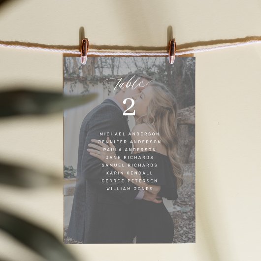 Elegantes Foto Hochzeitstisch-Sitzkarte Einladung