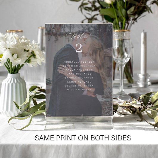 Elegantes Foto Hochzeitstisch-Sitzkarte Einladung